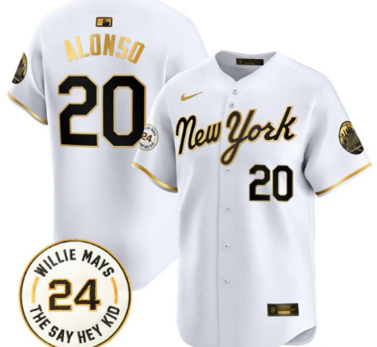 Pete Alonso Jersey 20 Mets Willie Mays Patch Vapor Premier Limited Stitched New York Gold