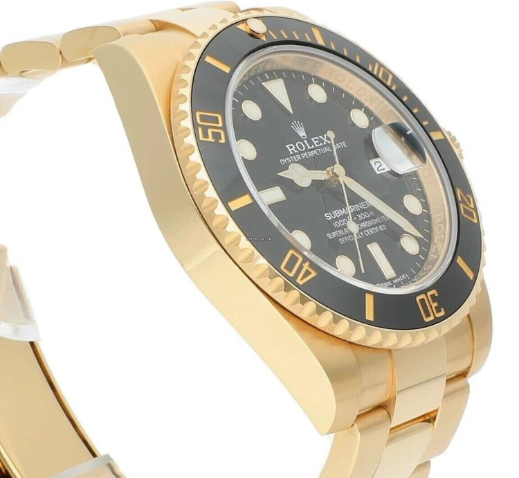 Rolex Submariner Date Ceramic Bezel Yellow Gold Black 116618ln Men Watch