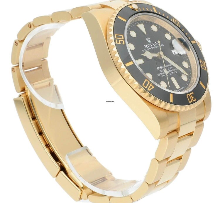 Rolex Submariner Date Ceramic Bezel Yellow Gold Black 116618ln Men Watch
