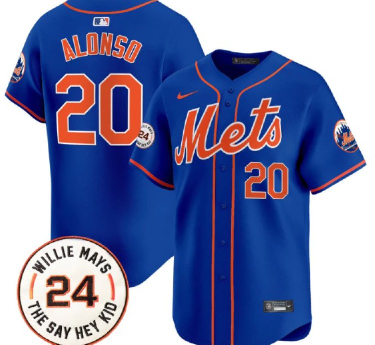 Pete Alonso Jersey 20 Mets Willie Mays Patch Vapor Premier Limited Stitched Royal