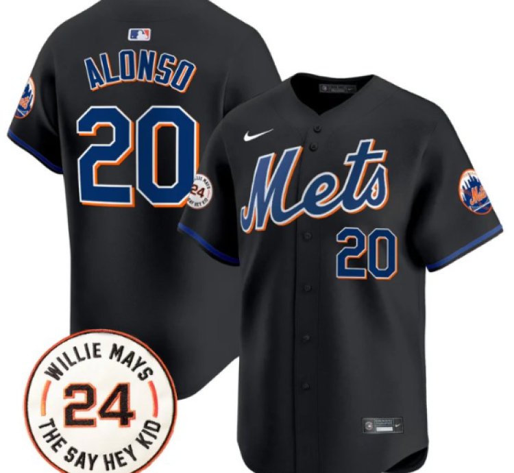 Pete Alonso Jersey 20 Mets Willie Mays Patch Vapor Premier Limited Stitched Black