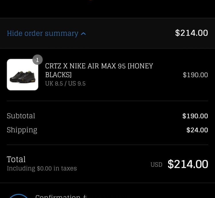 Nike Air Max 95 Corteiz Honey Black Size 9 5
