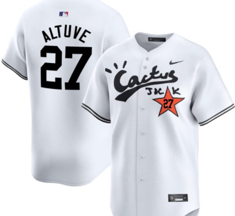 Jose Altuve 27 Houston Astros Cactus Jack White Jersey V2