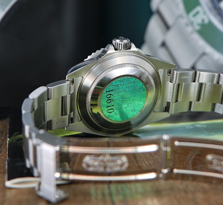 Rolex Submariner Date Green Bezel Ref 16610lv Fat Four Bezel Nos Full Set 2004