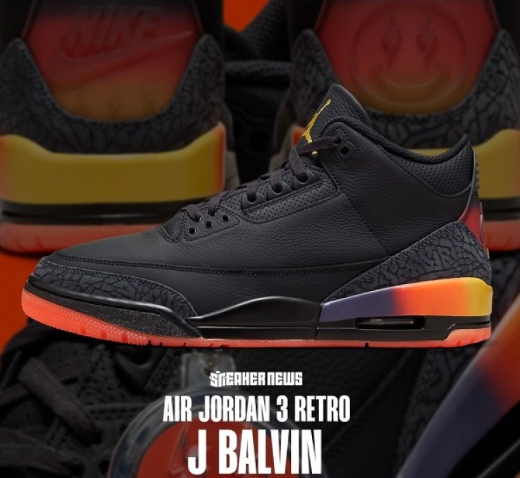 J Balvin X Nike Air Jordan 3 Basketball Sneakers
