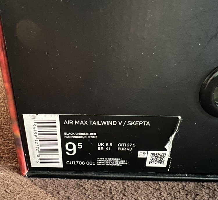 Nike Air Max Tailwind 5 Skepta Bloody Chrome Sz 9 5