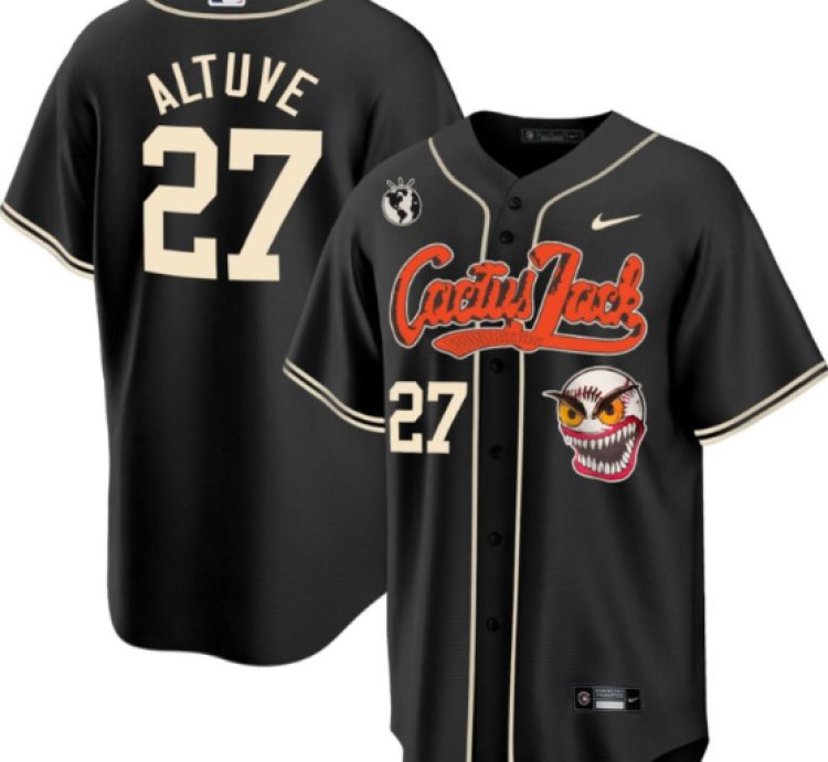 Jose Altuve 27 Houston Astros Cactus Jack Men Jersey Black