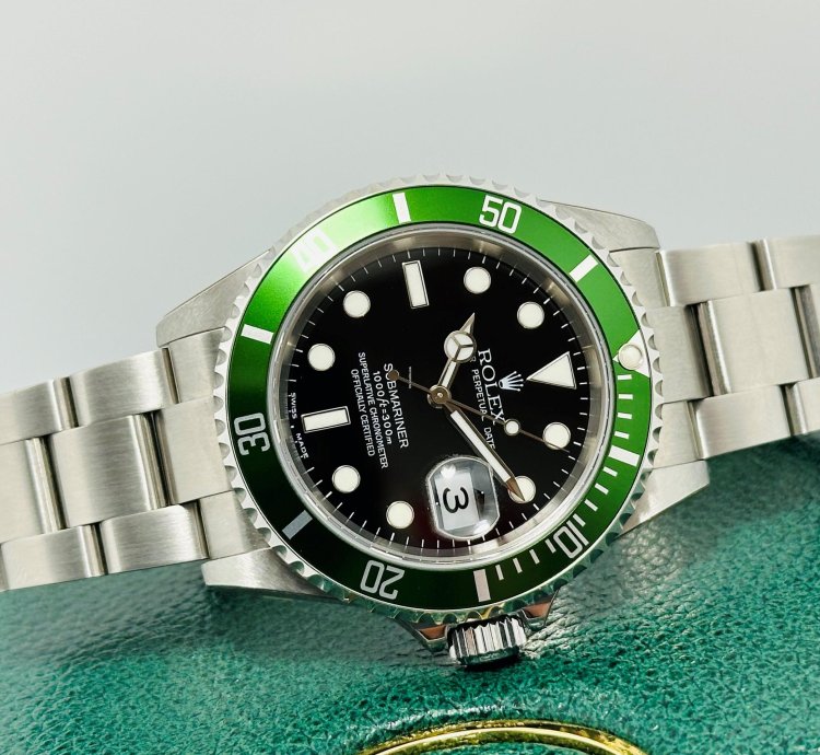 Rolex Submariner Date Kermit Fat Four 50th Anniversary Full Set Full Stickers Nos 2004