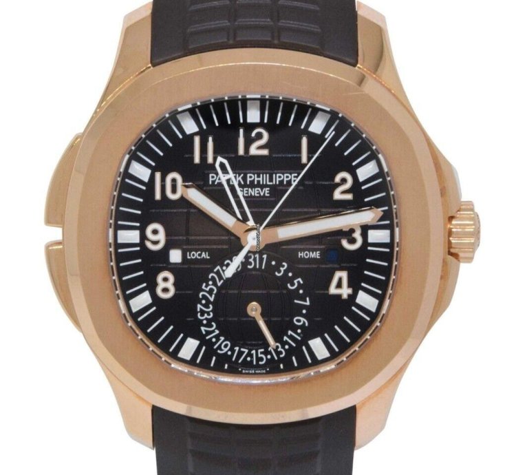 Patek Philippe Aquanaut 5164 Aquanaut Dual Time 18k Rose Gold Rubber Watch 5164r