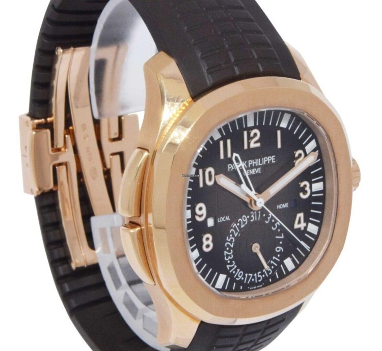 Patek Philippe Aquanaut 5164 Aquanaut Dual Time 18k Rose Gold Rubber Watch 5164r