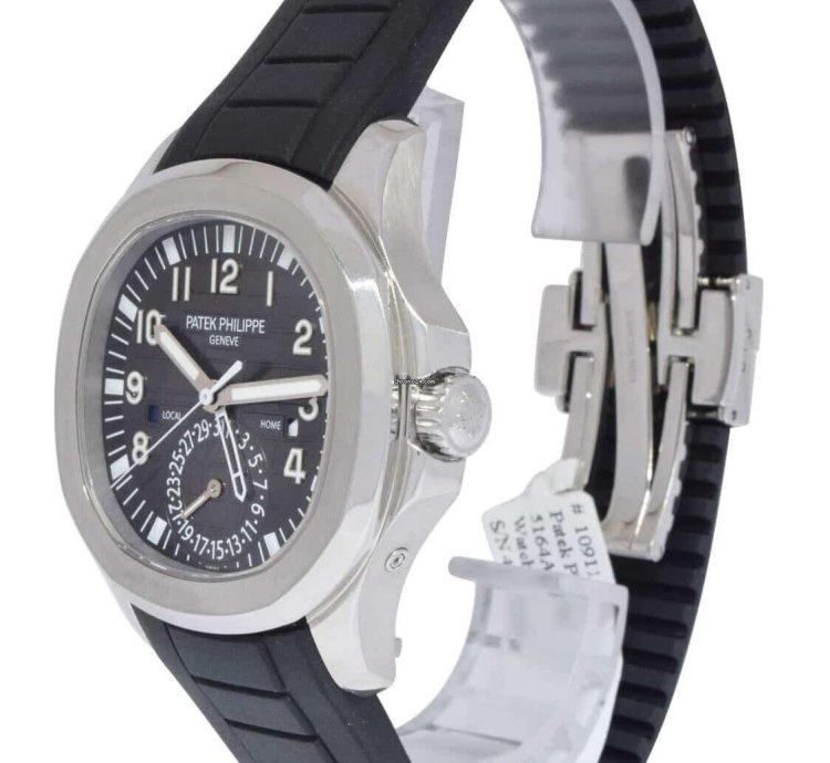 Patek Philippe Aquanaut 5164 Aquanaut Dual Time Steel Rubber Watch Box Papers 13 5164a