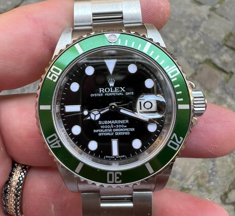 Rolex Submariner Date Kermit Italia Nuovo New Full Set Stikered Plastiche