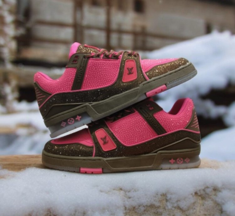 Louisvuitton Crystal Diamond Pink Sneaker