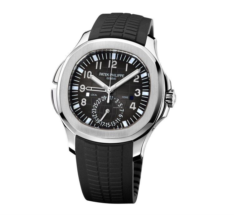 Patek Philippe Aquanaut 5164a Travel Time Black Dial Rubber Strap Steel Discontinued 2019