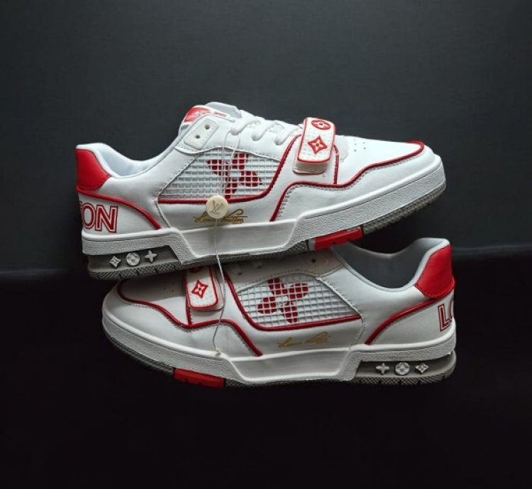 Louisvuitton Lv Trainer Stripe Red White Sneakers