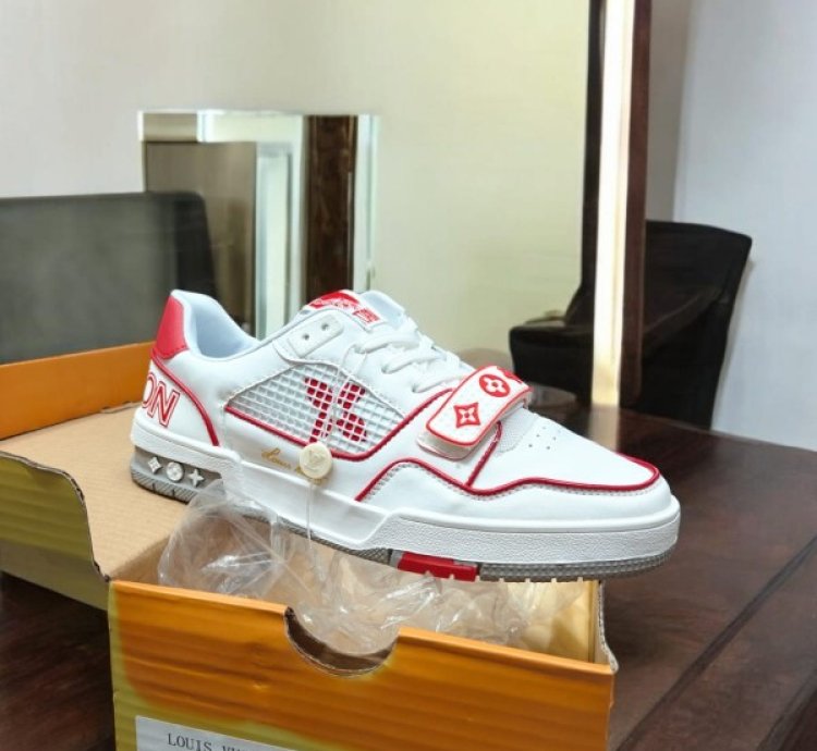 Louisvuitton Lv Trainer Stripe Red White Sneakers