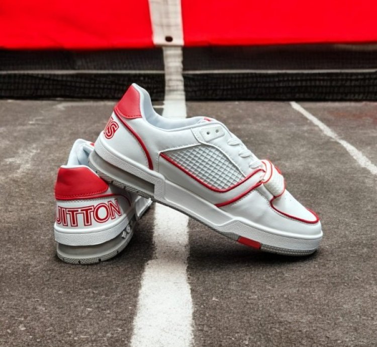 Louisvuitton Lv Trainer Stripe Red White Sneakers