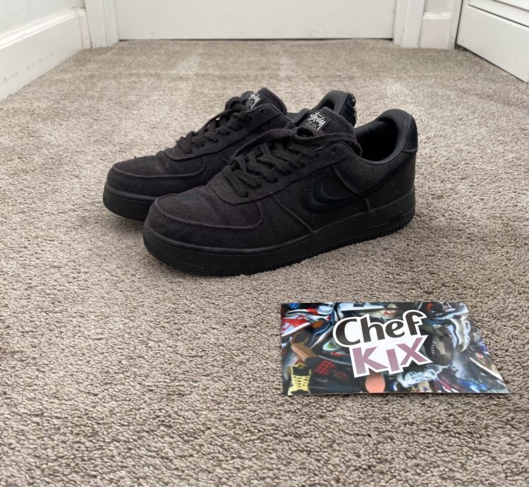 Stussy Nike Air Force 1 Low Black Hemp Sz 8 5