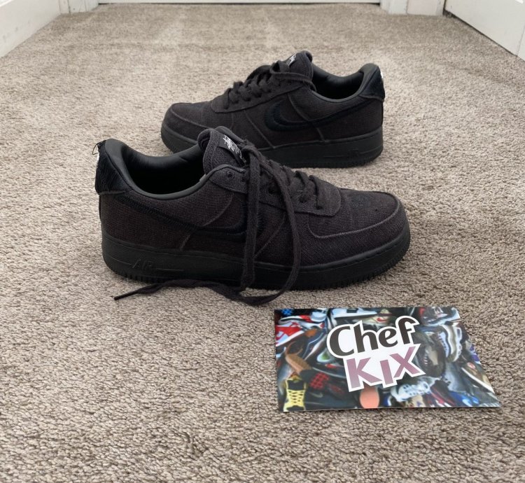 Stussy Nike Air Force 1 Low Black Hemp Sz 8 5