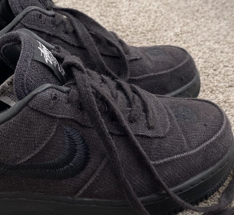 Stussy Nike Air Force 1 Low Black Hemp Sz 8 5