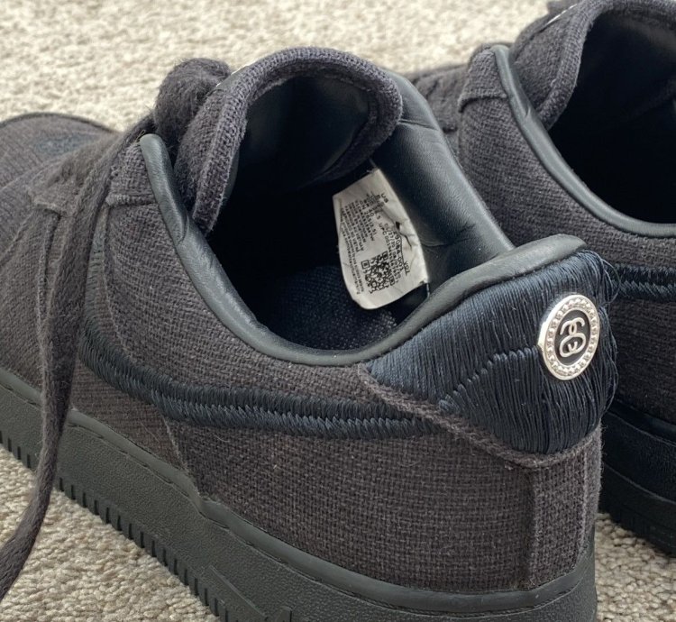 Stussy Nike Air Force 1 Low Black Hemp Sz 8 5