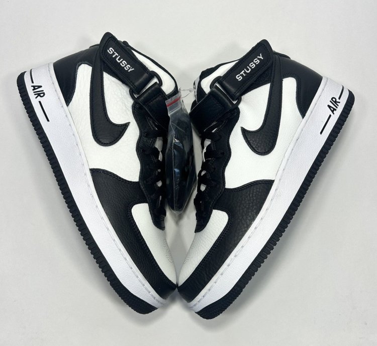 Stussy Nike Air Force 1 Mid Black White Shoes Size 9 5