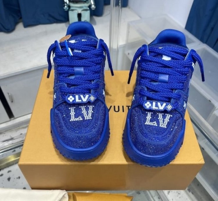 Louisvuitton Trainer Maxi Crystal Blue Diamond Sneakers