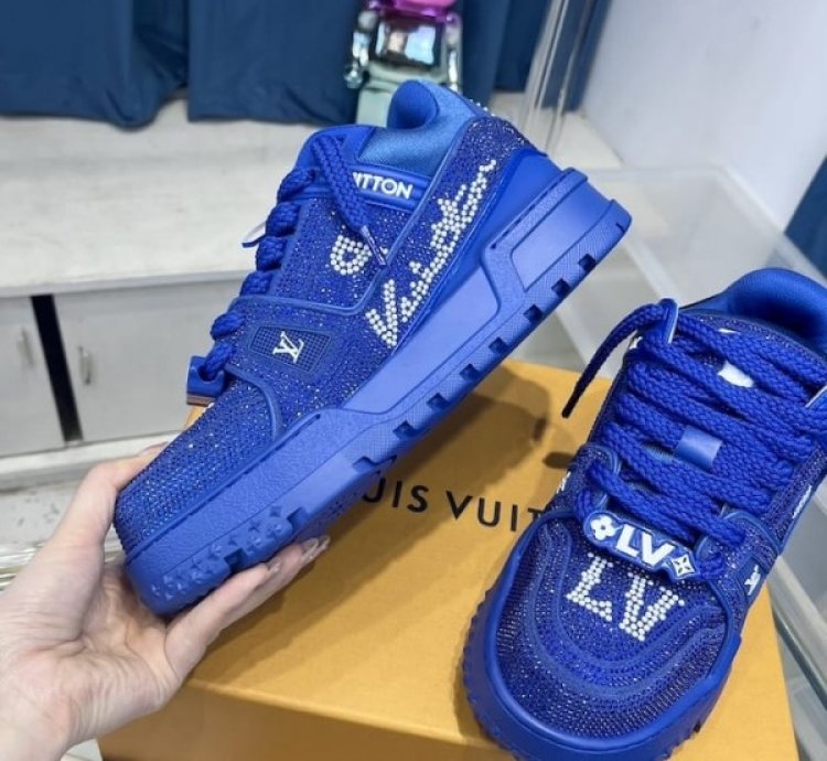 Louisvuitton Trainer Maxi Crystal Blue Diamond Sneakers