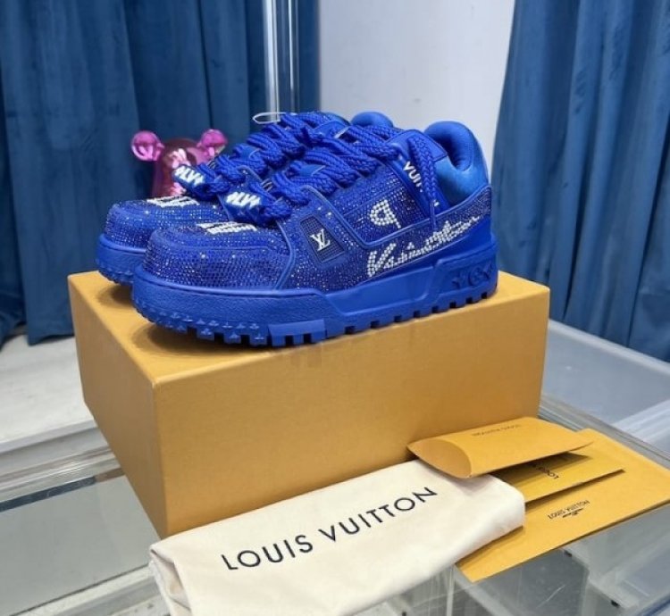 Louisvuitton Trainer Maxi Crystal Blue Diamond Sneakers