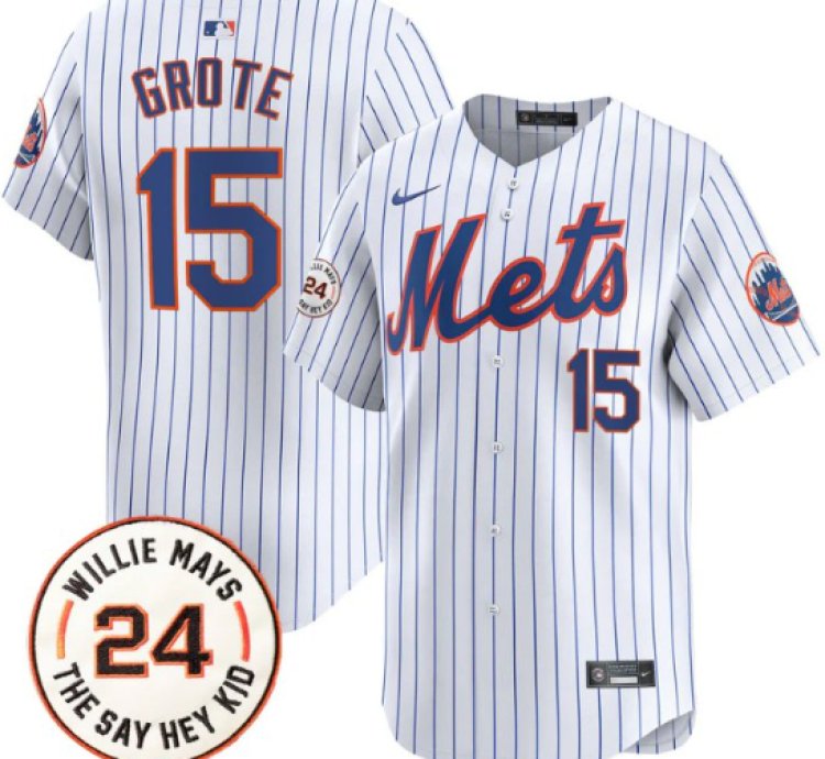 Jerry Grote Jersey 15 Mets Willie Mays Patch Vapor Premier Limited Stitched White