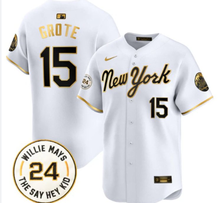 Jerry Grote Jersey 15 Mets Willie Mays Patch Vapor Premier Limited Stitched New York Gold
