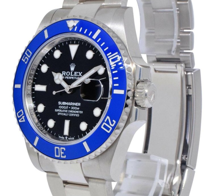 Rolex Submariner Date New Rolex Smurf Submariner 18k White Gold Blue Ceramic Watch 23 126619lb