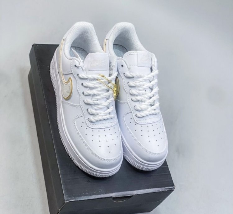 Louisvuitton X Nik E Air Force 1 Gold White Sneakers
