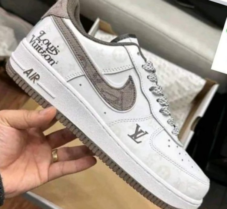 Louisvuitton X Nik E Air Force 1 White Brown Sneakers