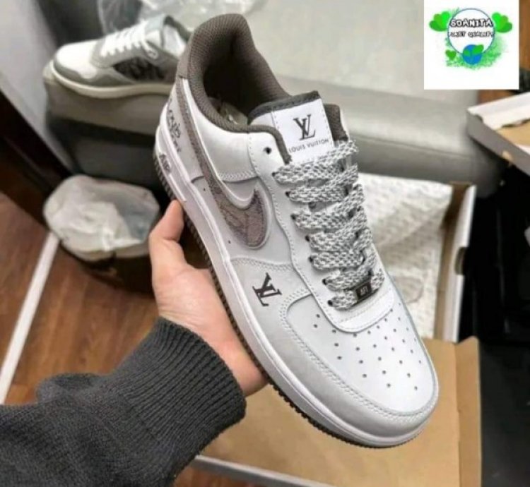 Louisvuitton X Nik E Air Force 1 White Brown Sneakers