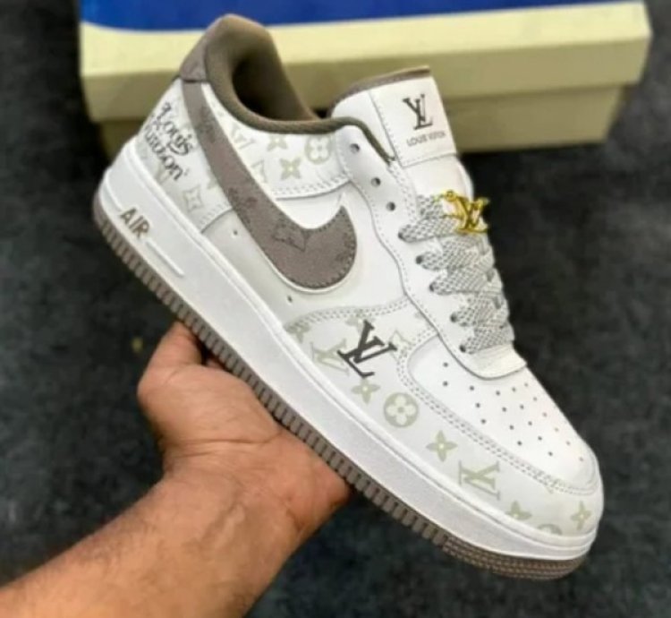 Louisvuitton X Nik E Air Force 1 White Brown Sneakers