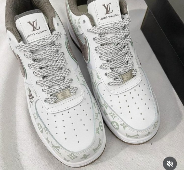 Louisvuitton X Nik E Air Force 1 White Brown Sneakers