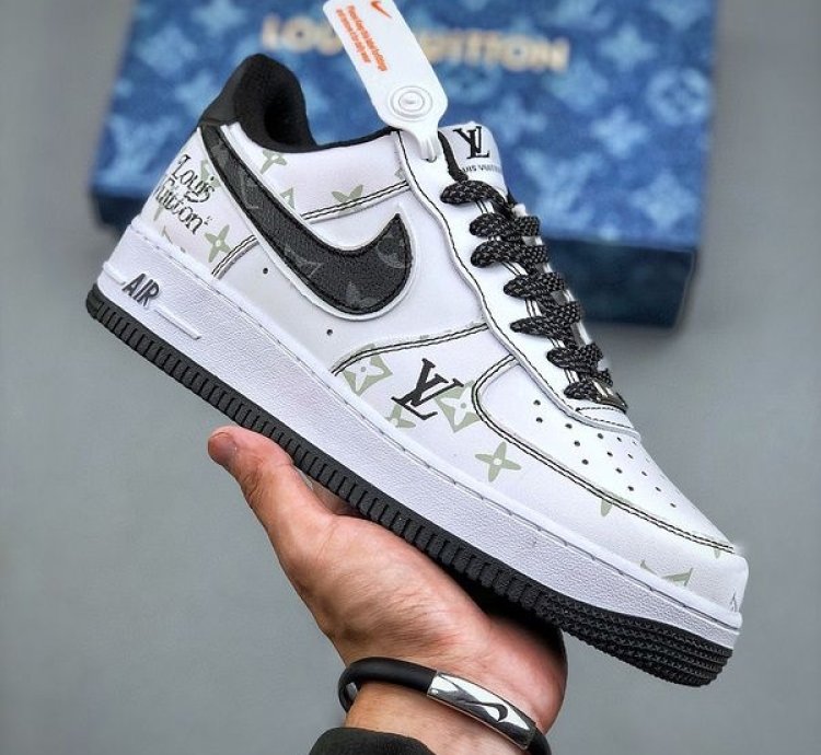 Louisvuitton X Nike Air Force 1 Denim Black Sneakers