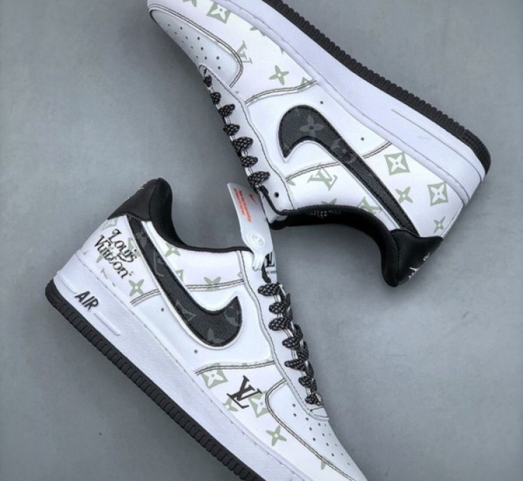 Louisvuitton X Nike Air Force 1 Denim Black Sneakers