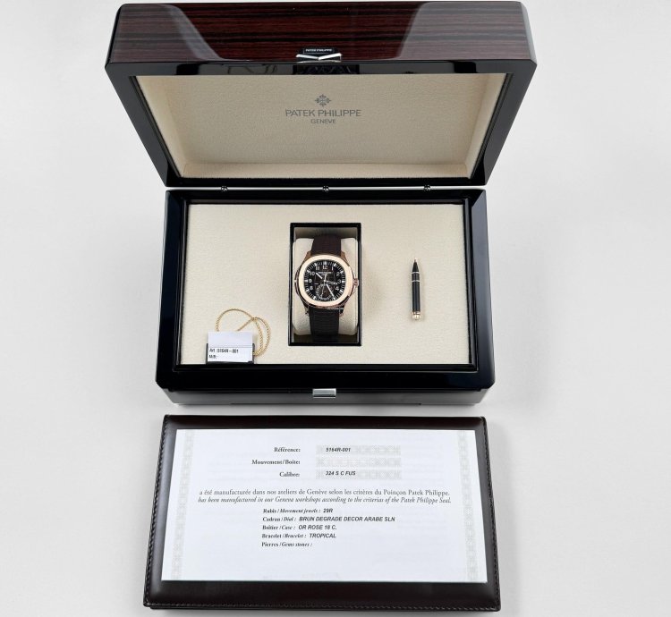 Patek Philippe Aquanaut 5164r-001 Travel Time Brown Dial Rose Gold 2021