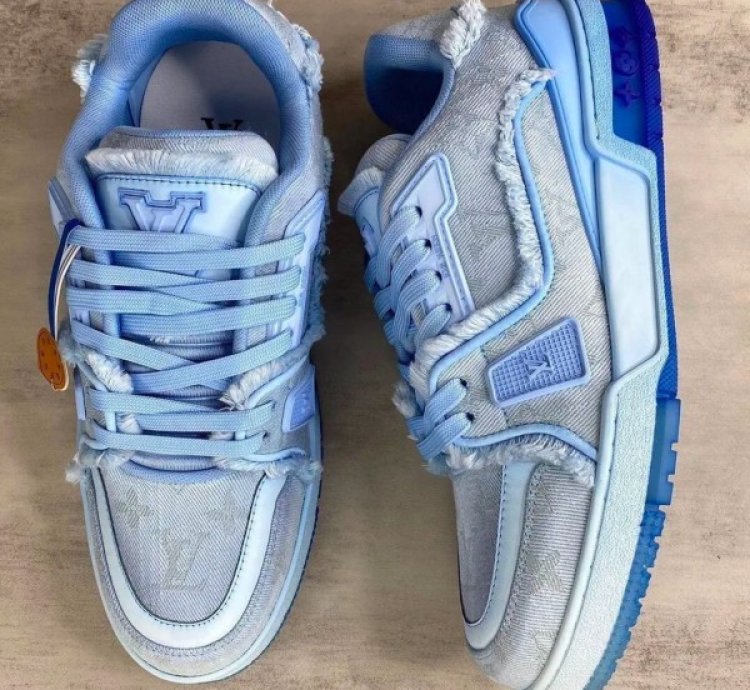 Luoisvuitton Trainer Blue Denim Sneakers