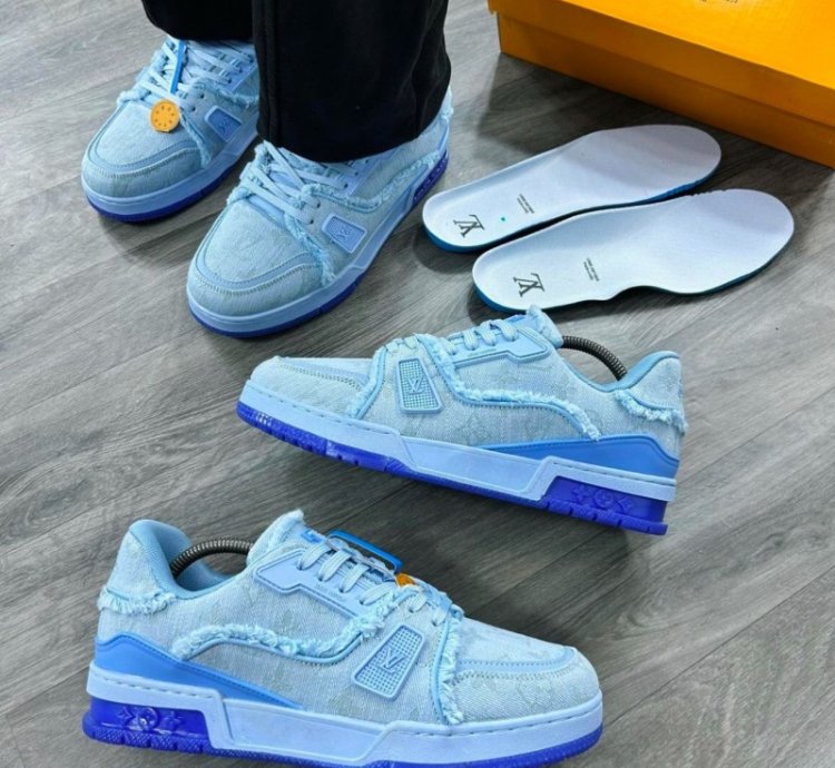 Luoisvuitton Trainer Blue Denim Sneakers