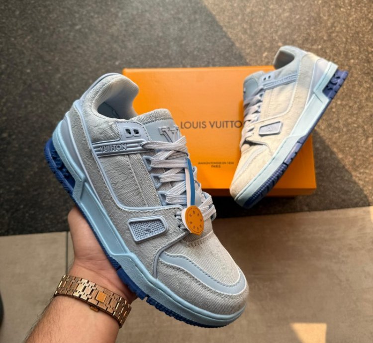 Luoisvuitton Trainer Blue Denim Sneakers