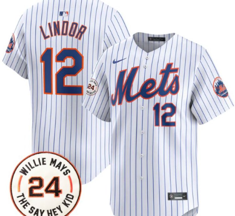 Francisco Lindor Jersey 12 Mets Willie Mays Patch Vapor Premier Limited Stitched White