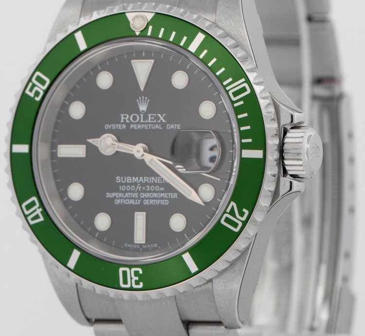 Rolex Submariner Date Nos Flat 4 Rolex Submariner Date Kermit Papers Stickered Green 40mm 16610 Box