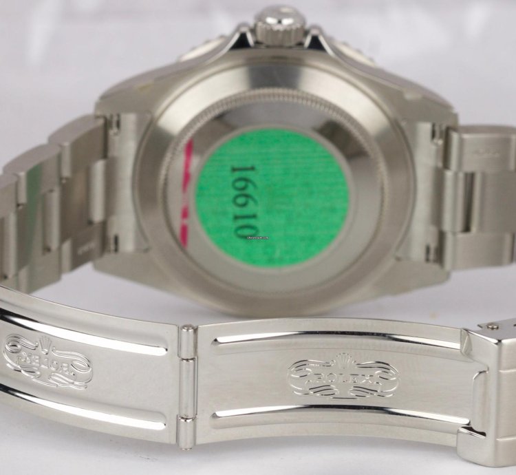 Rolex Submariner Date Nos Stickered 2003 Rolex Submariner Kermit Green Flat 4 -serial Watch 16610 Lv