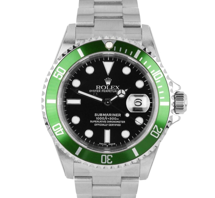 Rolex Submariner Date Nos Stickered 2003 Rolex Submariner Kermit Green Flat 4 -serial Watch 16610 Lv