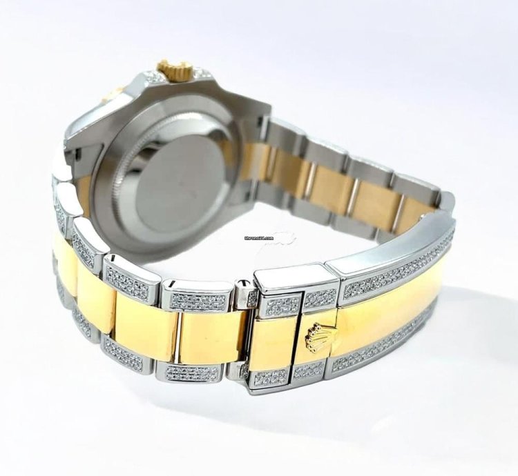 Rolex Submariner Date Oyster Custom Diamond Black Onyx Bezel - Iced Out