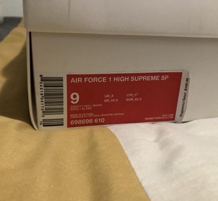 Supreme Air Force 1 High Sp Red 2014