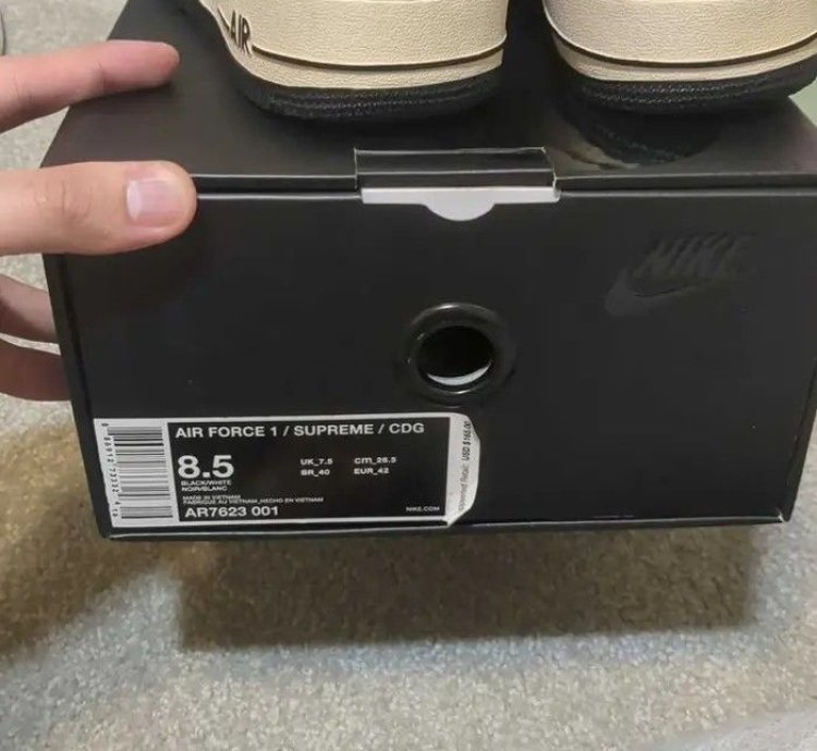 Supreme Comme Des Gar Ons Air Force 1 Low Black Men Size 8 5